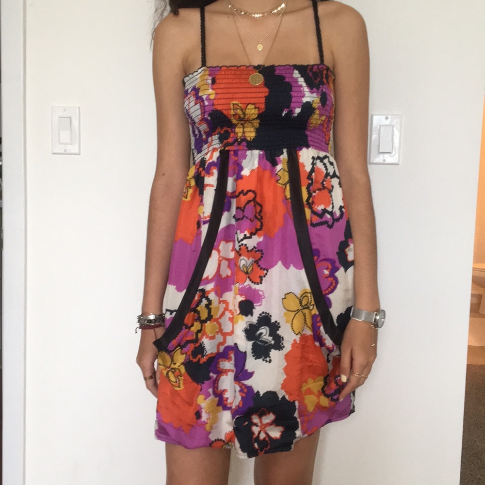 GLAM | Floral Print Dress w/ Braid Strap Detailing